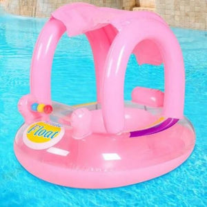 Bouée Siège Bébé Gonflable Rose avec Pare-Soleil – Confort & Protection