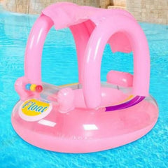 Bouée Siège Bébé Gonflable Rose avec Pare-Soleil – Confort & Protection