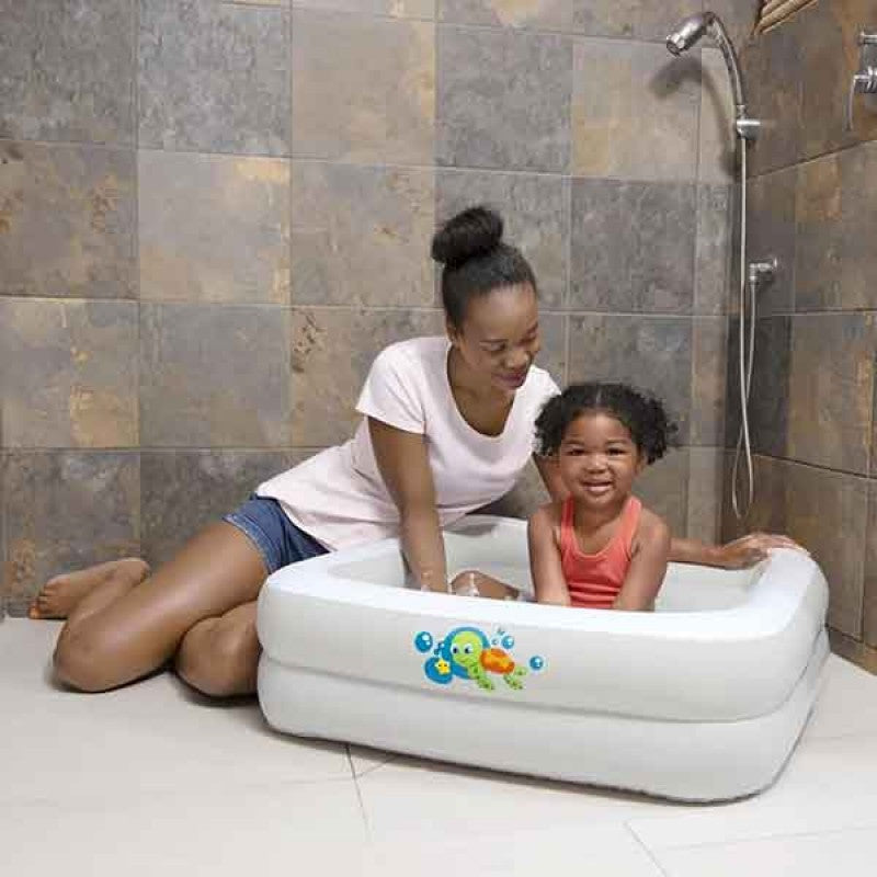 Bestway 51116 Baignoire gonflable carrée pour bébé Fluo 86 x 86 x 25 cm
