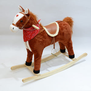 MOYEN cheval pour enfants avec musique marron