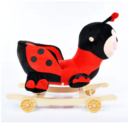 Chaise à Bascule Coccinelle en Bois Véritable – Pour Bébé et Enfants
