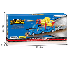 Camion qui tire des fusées avec des petites voitures