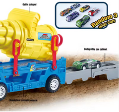 Camion qui tire des fusées avec des petites voitures