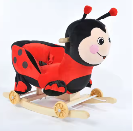 Chaise à Bascule Coccinelle en Bois Véritable – Pour Bébé et Enfants