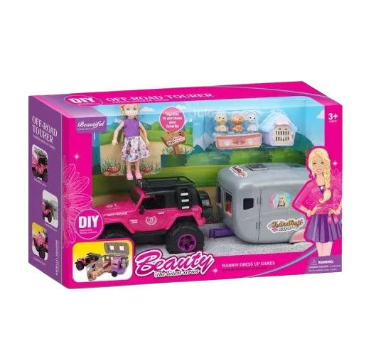 Coffret Jeep d'Exploration avec Poupée et Animaux : Son & Lumière
