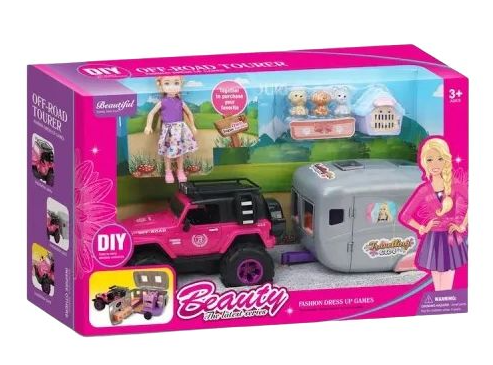 Coffret Jeep d'Exploration avec Poupée et Animaux : Son & Lumière