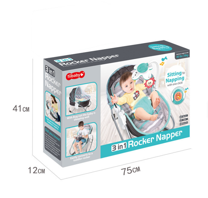 Bébé Rocker Napper 3 en 1 – Vibration, Musique & Lumières