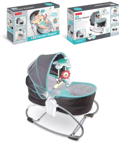 Bébé Rocker Napper 3 en 1 – Vibration, Musique & Lumières