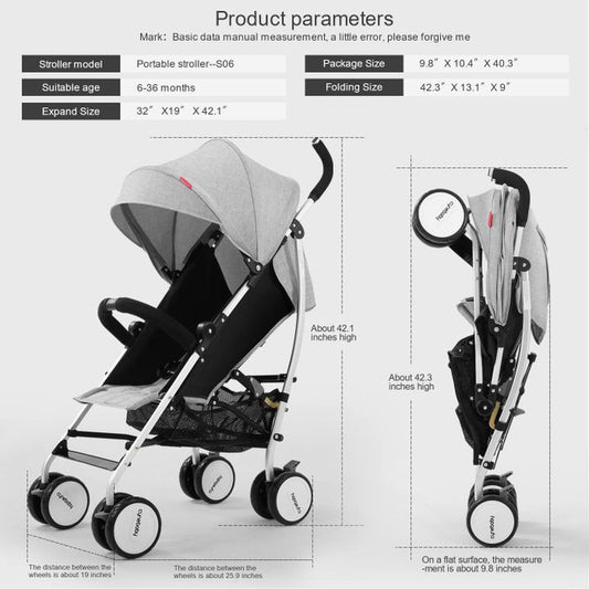 poussette bébé légère CyneBaby Gris