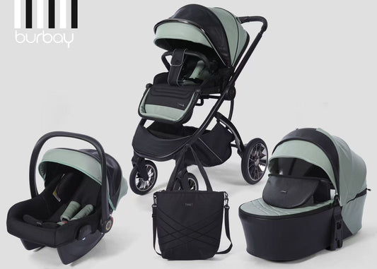 Poussette Burbay 3-en-1 AS888  avec Nacelle, Maxi-Cosi et Sac à Langer