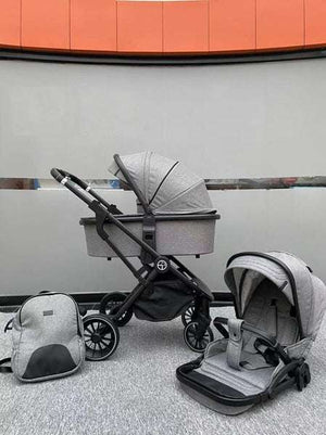 BURBAY poussette bébé 3 en 1 GRIS
