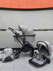 BURBAY poussette bébé 3 en 1 GRIS