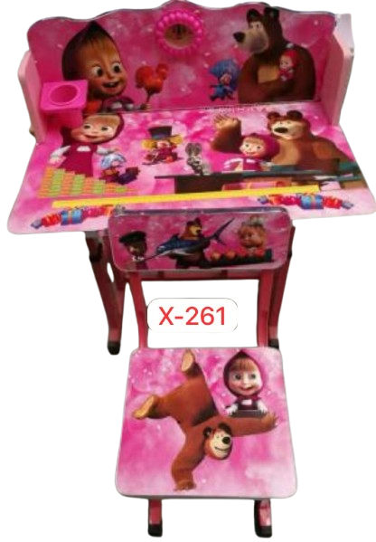 Pack Bureau & Chaise Scolaire Youbi Toys – Édition Spéciale Masha et Michka (Rose)