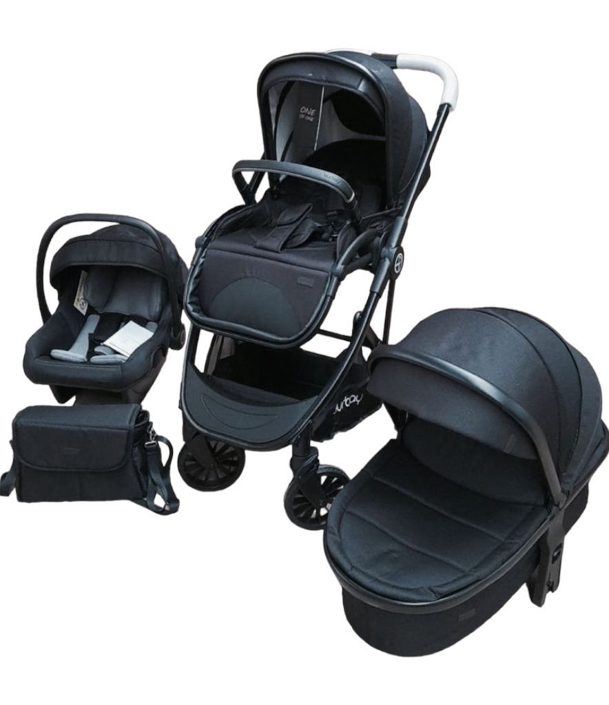 BURBAY-poussette de bébé 4 en 1 |de lux  poussette avec siège d'auto ,landou et sac /NOIR