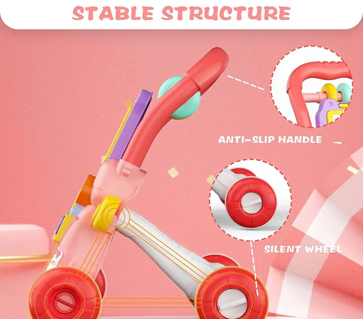 Trotteur pour bébé  2 en 1  ROSE