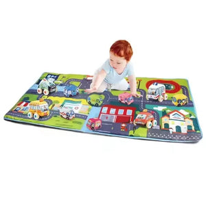 Tapis de jeu pour bébé Tapis pliant pour activité rampante Gym Cartoon Non-toxic Cloth Fabric Toys Car Traffic Baby Play Mat