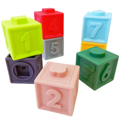 Jouets éducatifs colorés en caoutchouc souple, balles en caoutchouc, blocs souples pour bébé
