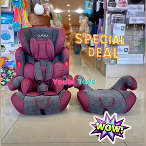 Burbay Siège auto - Équipement de voyage pour bébé pour enfants (9m à 11 ans) - Siège rehausseur pour enfant orienté vers l'avant avec appuie-tête réglable - Accessoires de voiture confort groupe 1-2-3 -ROUGE