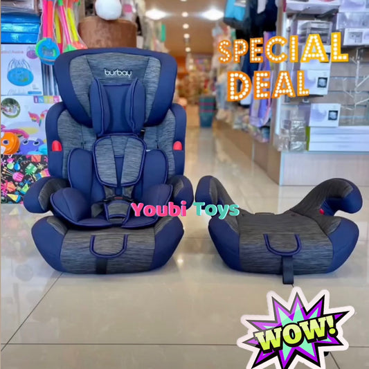 Burbay Siège auto - Équipement de voyage pour bébé pour enfants (9m à 11 ans) - Siège rehausseur pour enfant orienté vers l'avant avec appuie-tête réglable - Accessoires de voiture confort groupe 1-2-3 -BLEU