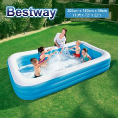 Bestway 54009 Piscine Gonflable Rectangulaire, Bleu 305cm x 183cm x 56cm