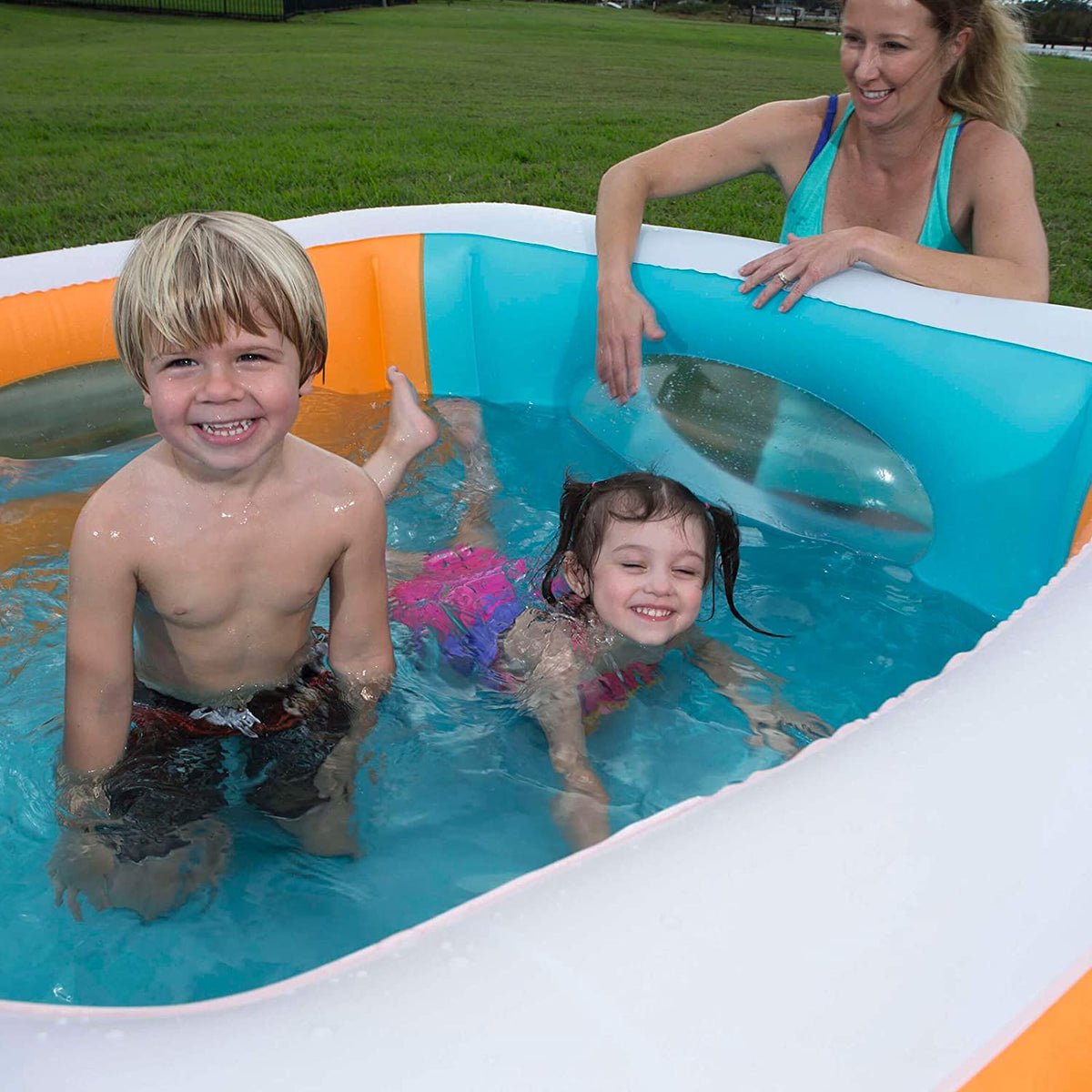 Bestway 51132 Piscine gonflable carrée avec hublots Window 168 x 168 x 56 cm