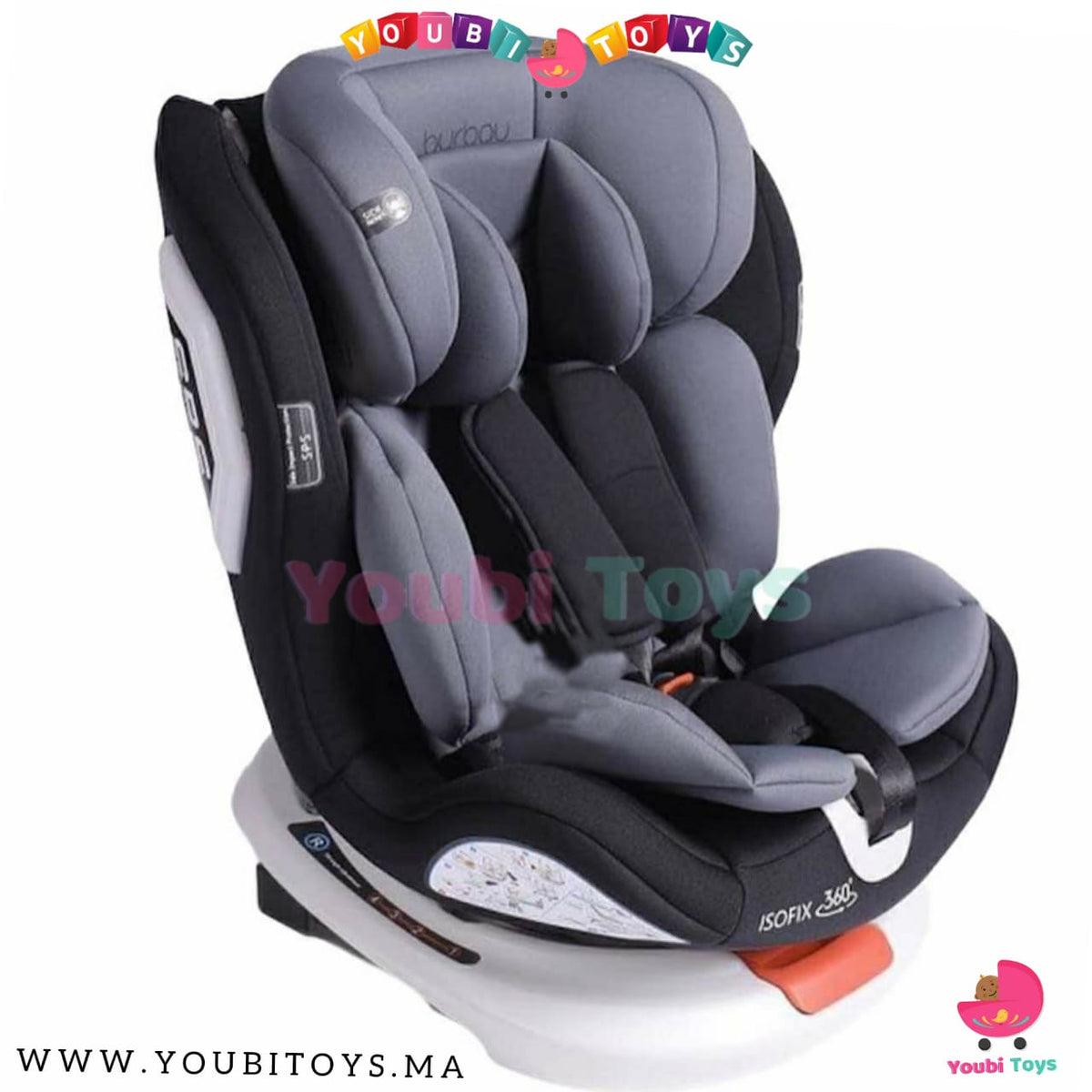 360 DEGRÉS SIEGE AUTO ISOFIX BURBAY BLACK