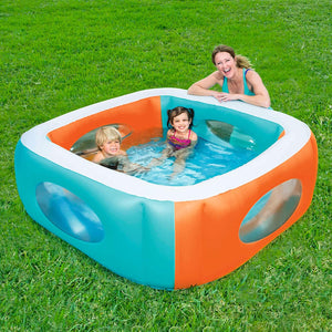 Bestway 51132 Piscine gonflable carrée avec hublots Window 168 x 168 x 56 cm