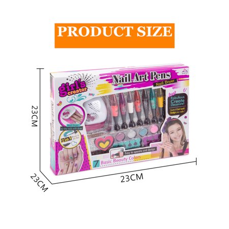 Girl's Creator nail art stylos enfants ensemble de manucure pour la conception de peinture nail art avec sèche-linge