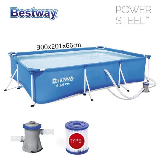 Bestway 56411 - Piscine hors sol avec moteur Bestway (300 x 201 x 66 cm)