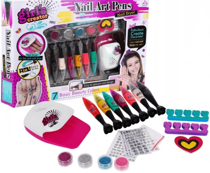 Girl's Creator nail art stylos enfants ensemble de manucure pour la conception de peinture nail art avec sèche-linge