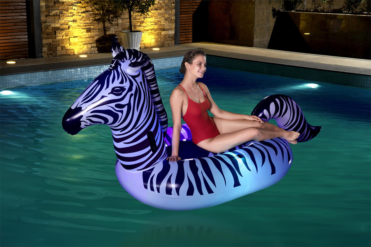 Bestway Schwimmtier Zebra mit LED-Licht 254 x 142 cm Animal de Natation Zèbre avec lumière, 41406, 0