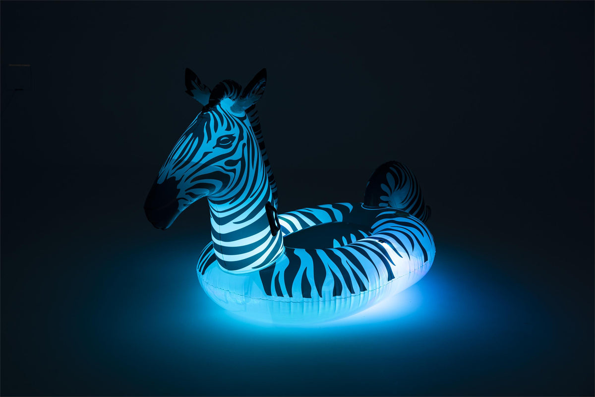 Bestway Schwimmtier Zebra mit LED-Licht 254 x 142 cm Animal de Natation Zèbre avec lumière, 41406, 0
