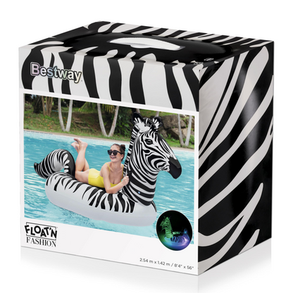 Bestway Schwimmtier Zebra mit LED-Licht 254 x 142 cm Animal de Natation Zèbre avec lumière, 41406, 0