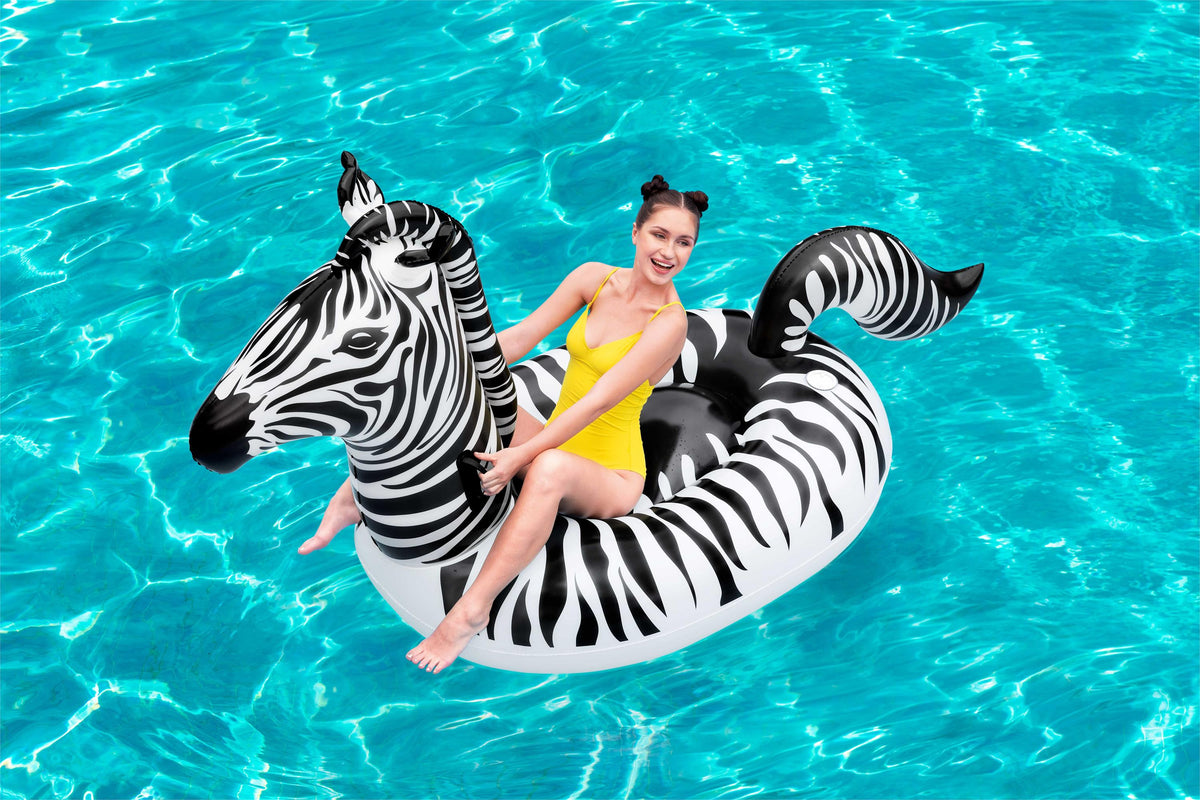 Bestway Schwimmtier Zebra mit LED-Licht 254 x 142 cm Animal de Natation Zèbre avec lumière, 41406, 0