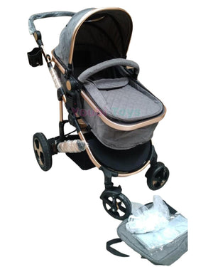 Poussette tendance en aluminium + SAC/ GRIS