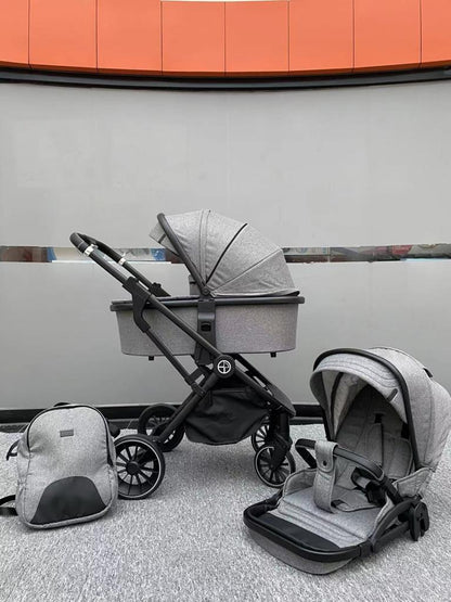 BURBAY poussette bébé 3 en 1  GRIS
