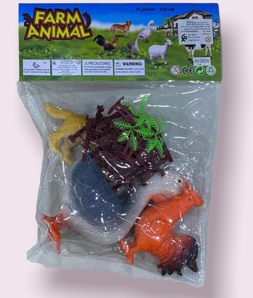 Ensemble de jouets avec animaux de la ferme, plastique