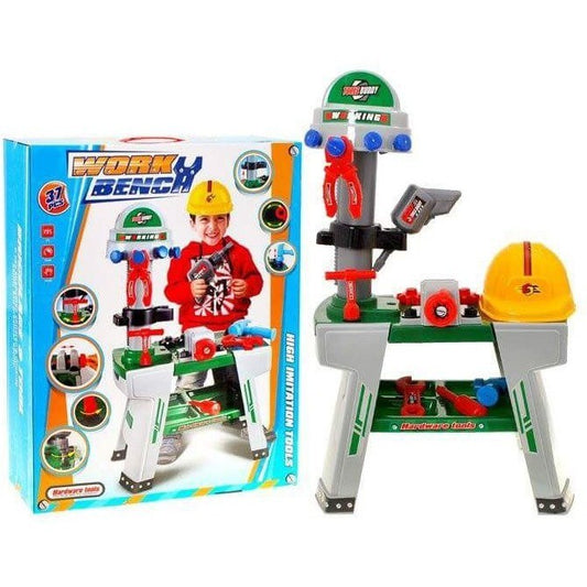 BANC D'ATELIER AVEC BANC CASQUE ETAU OUTILS DE TRAVAIL ET 38 ACCESSOIRES JOUETS 70CM
