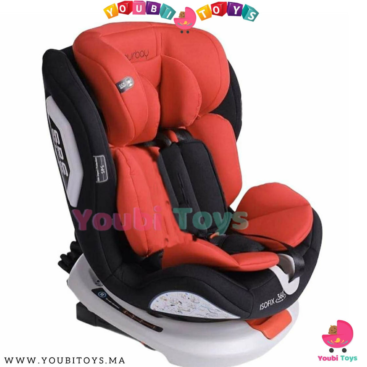 360 DEGRÉS SIEGE AUTO ISOFIX BURBAY ROUGE