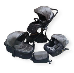 BURBAY-poussette de bébé 4 en 1 |de lux  poussette avec siège d'auto ,landou et sac / GRIS